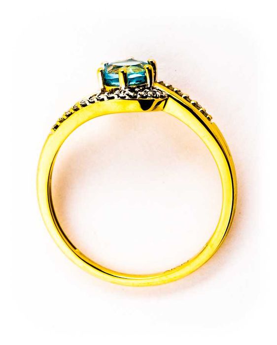 Złoty Pierścionek - APART 2359zł - 14K - 1,80g - TOPAZ I DIAMENTY