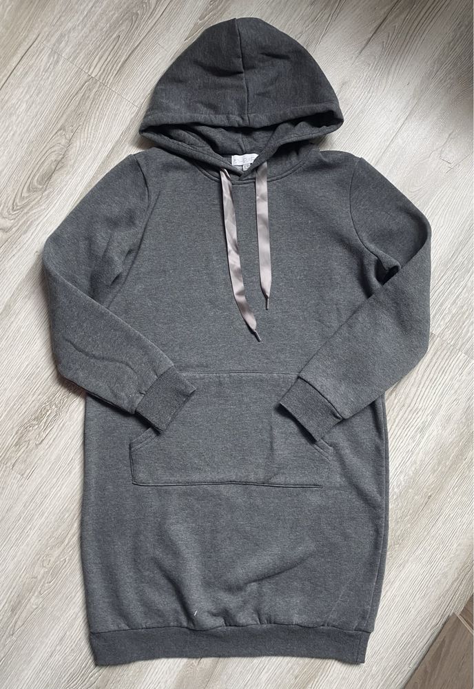Sukienka dresowa z oversize kapturem szara sportowa ciepła Gloyd S/M