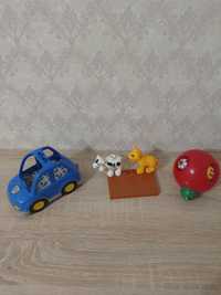 Машина, фигурки зверей, шар  Lego Duplo, оригинал, б/у