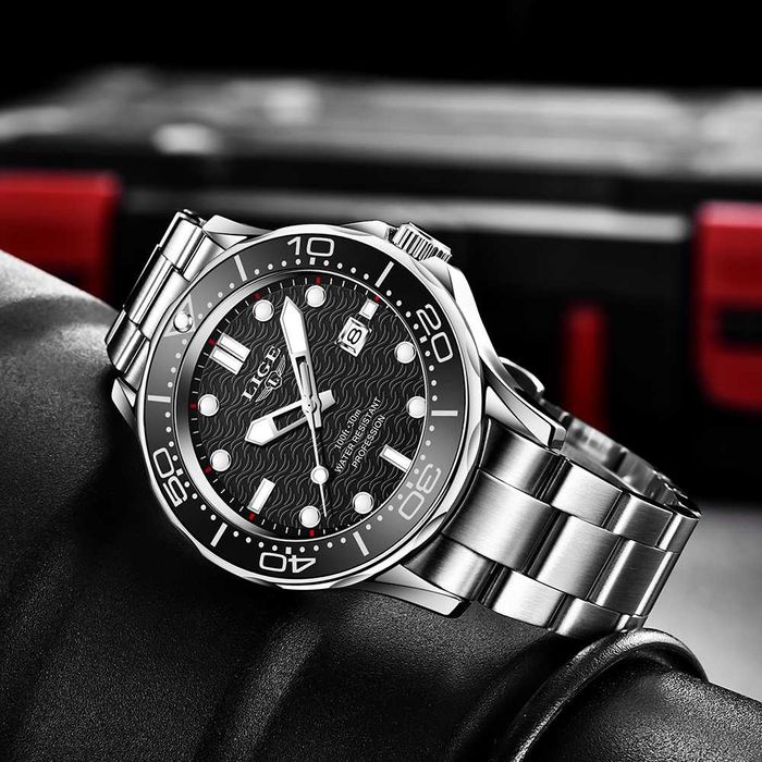 Zegarek kwarcowy sportowy Lige 43mm bransoleta datownik mocna luma BOX