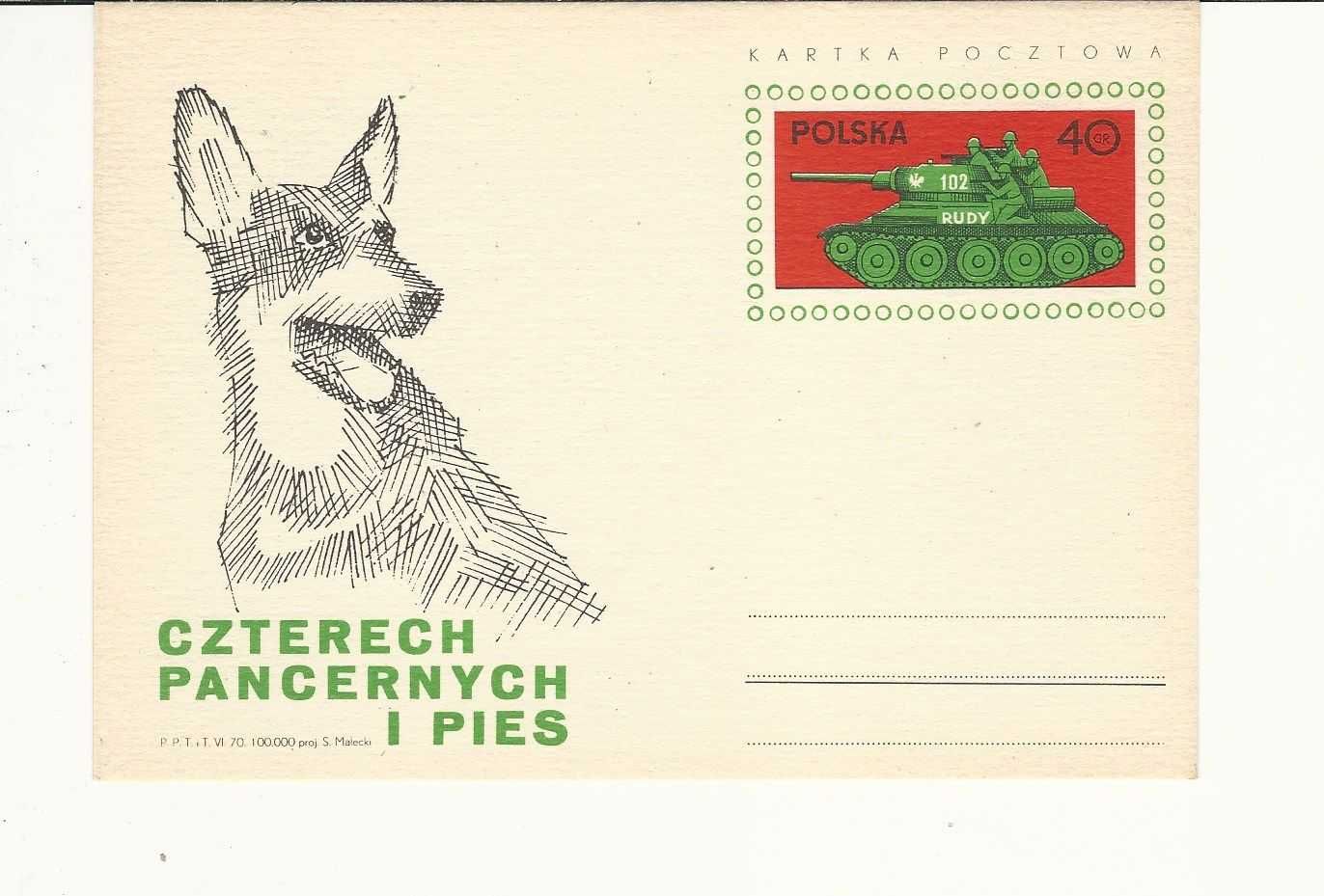 Czterej Pancerni i pies karta pocztowa 1970 całostka