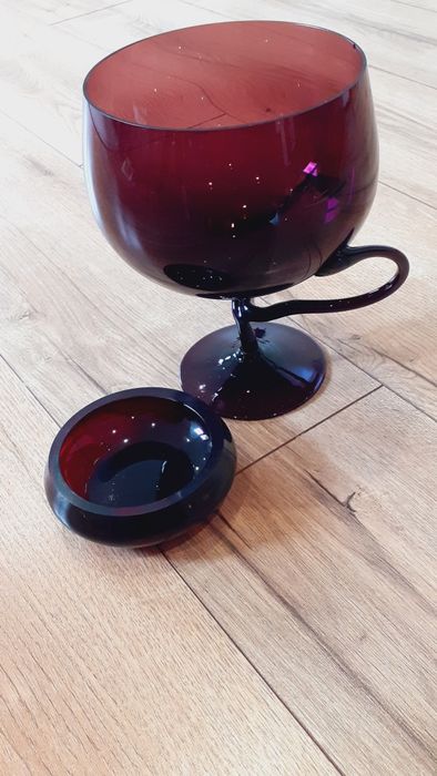 Kielich Pucharek Krosno i taka miseczka jak popielniczka z prl