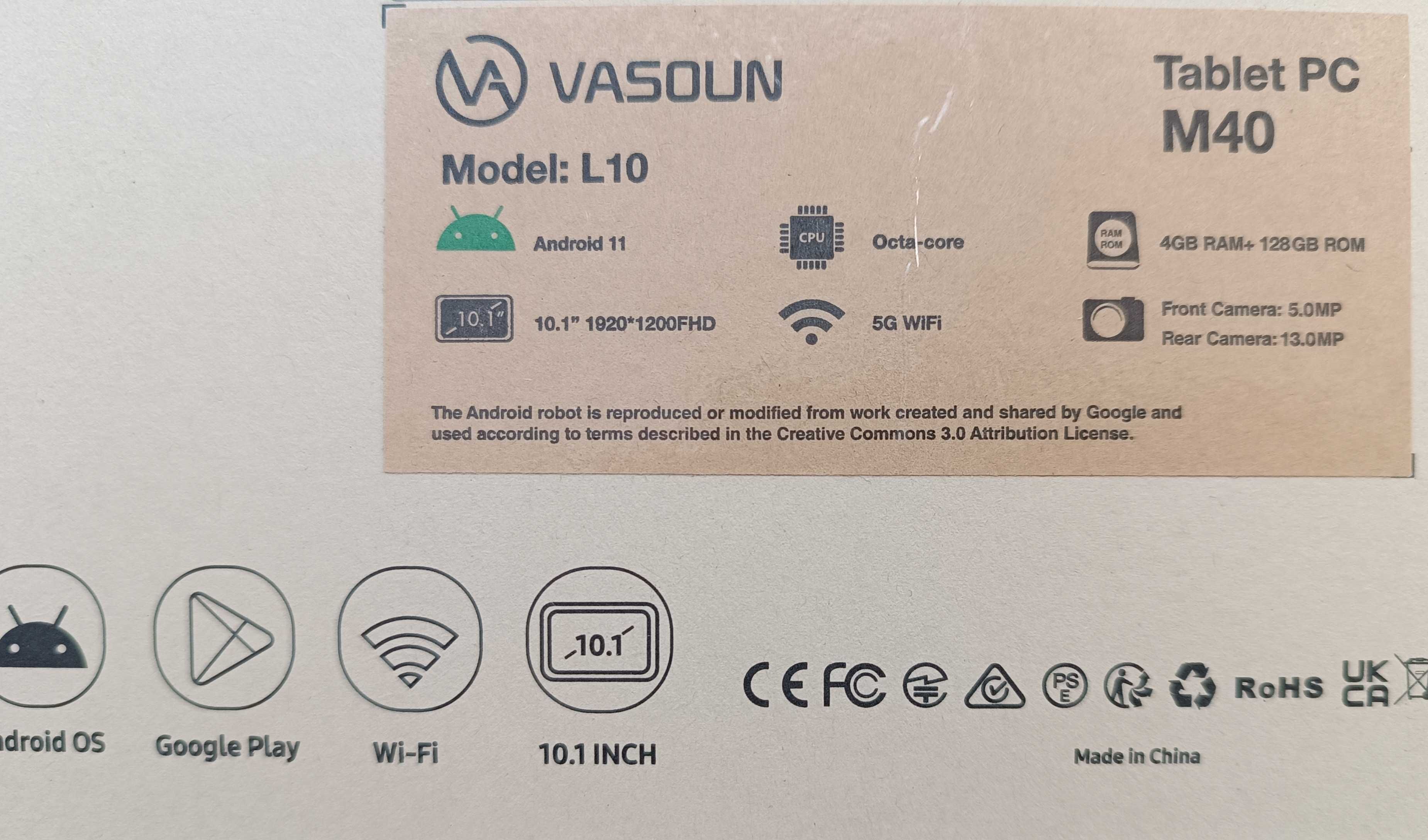 Tablet Vasoun L10 4/128GB LTE Full HD + iGO Primo Truck Europa