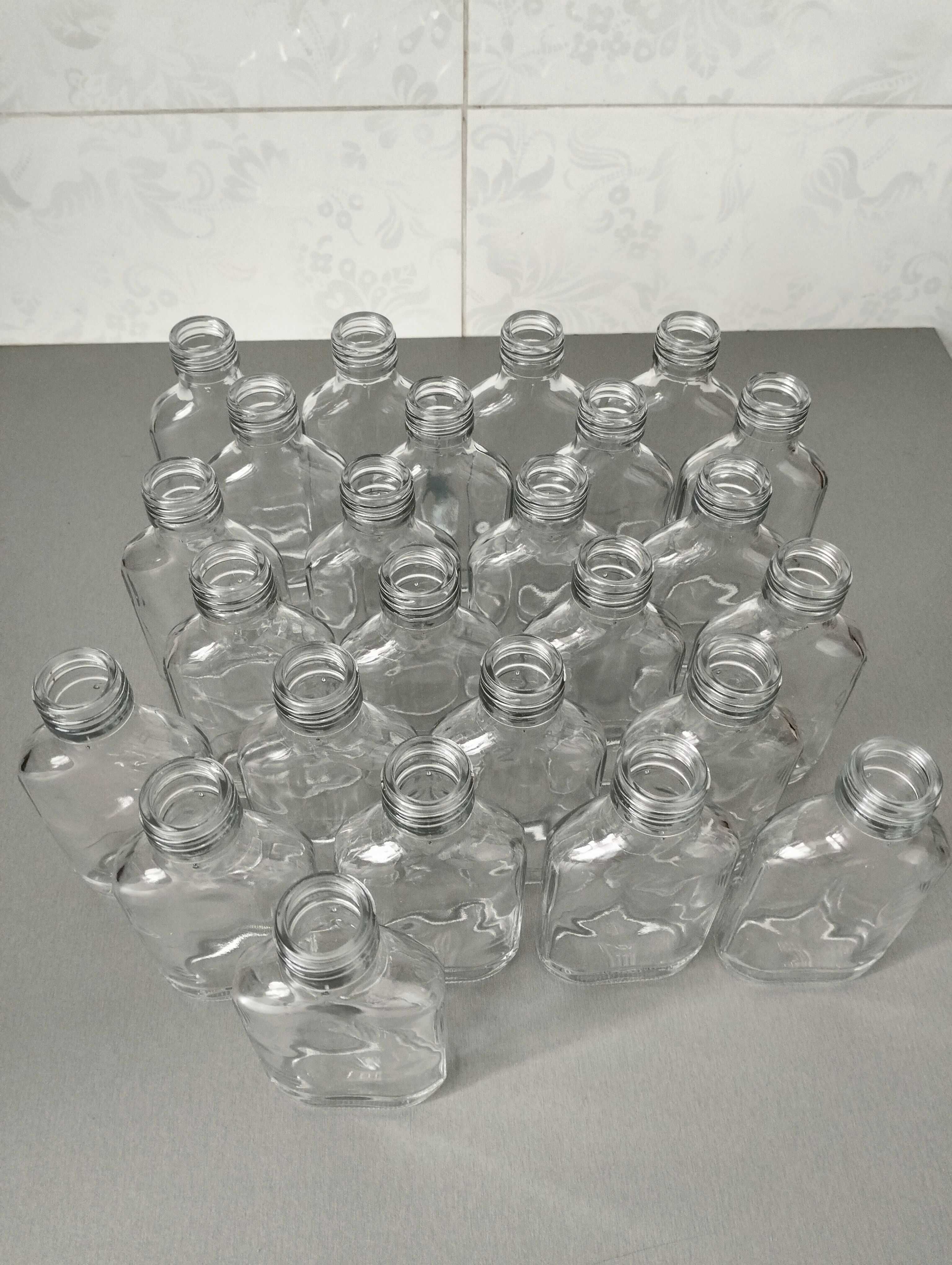 Butelki szklane 100 ml setki, małpki plus zakrętki białe, 25 sztuk