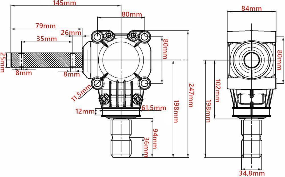 MOCNA Przekładnia Kątowa Rozsiewacza Lejowego Nawozu 1:1 [2570]