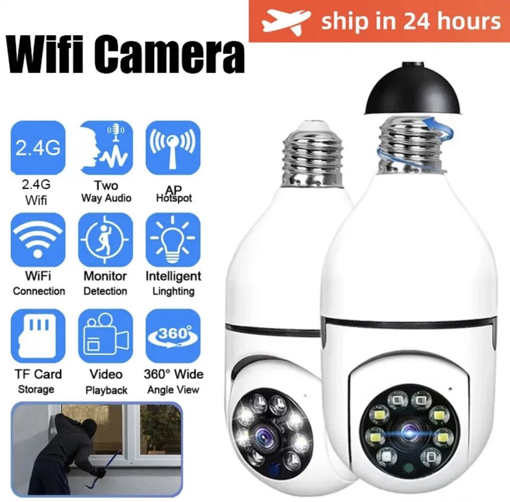 Уличная Wi-Fi IP-камера 2,4G E27  поворотная датчик движения