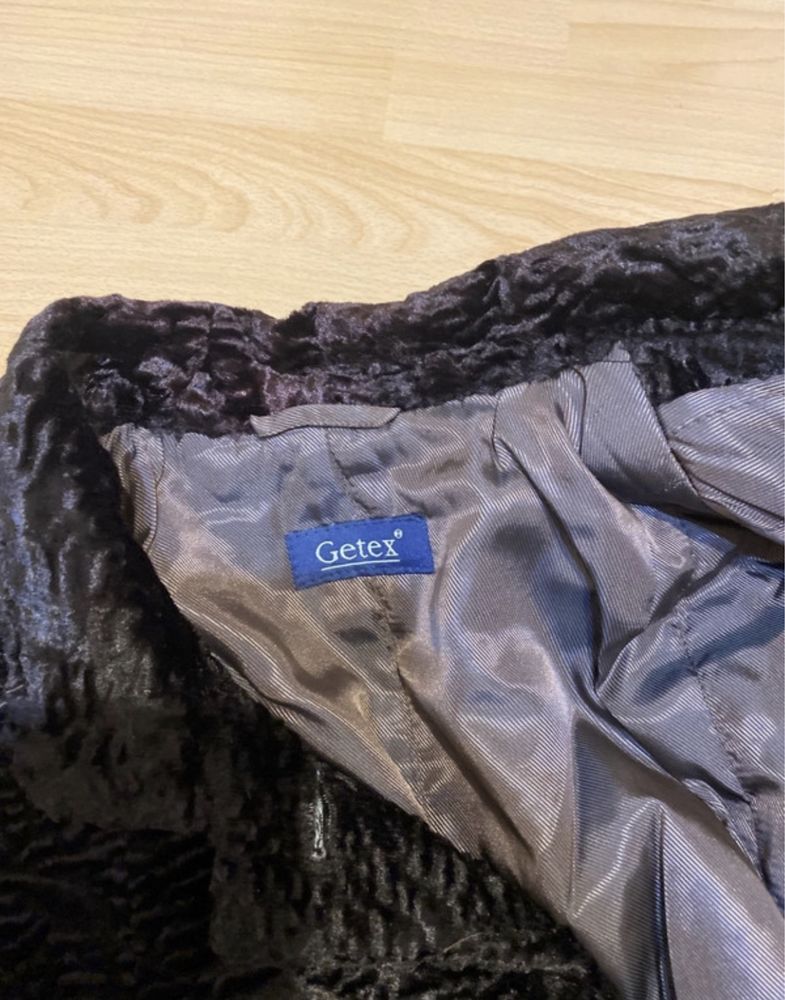 Płaszcz krótki Getex 42/14/XL brązowy aksamitny kurtka