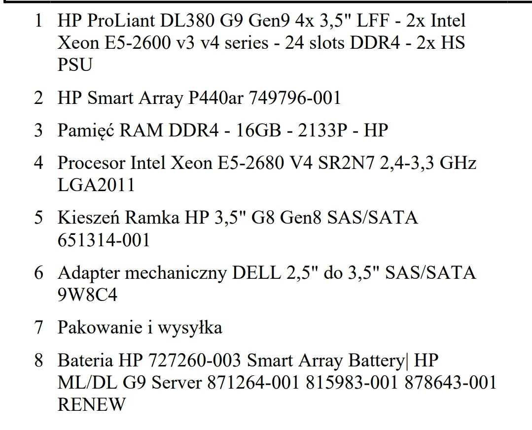 Serwer HP Dl 380 g5 e5-2680 v4 16 gb