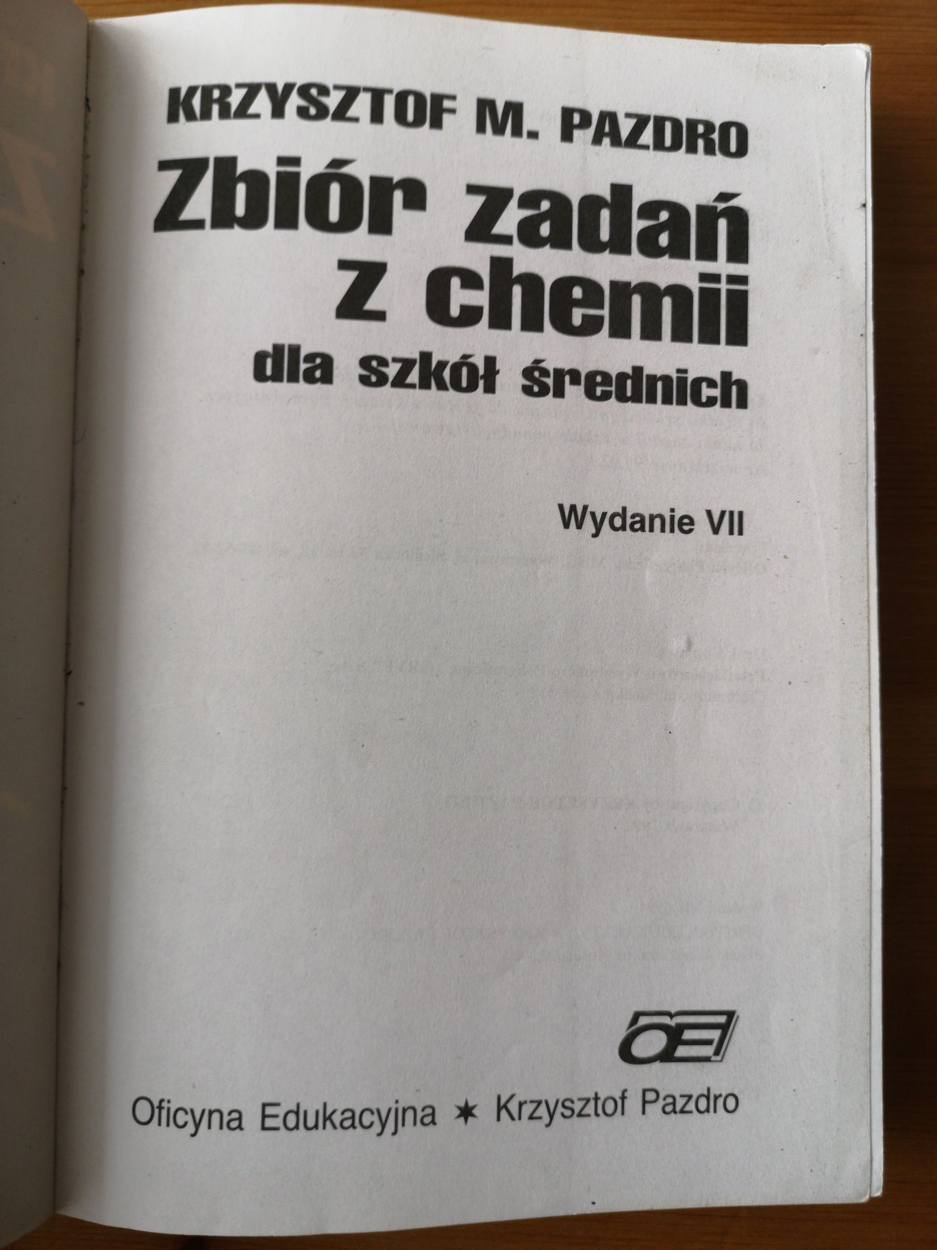 Zbiór zadań z chemii dla szkół średnich, Krzysztof Pazdro, Wydanie VII