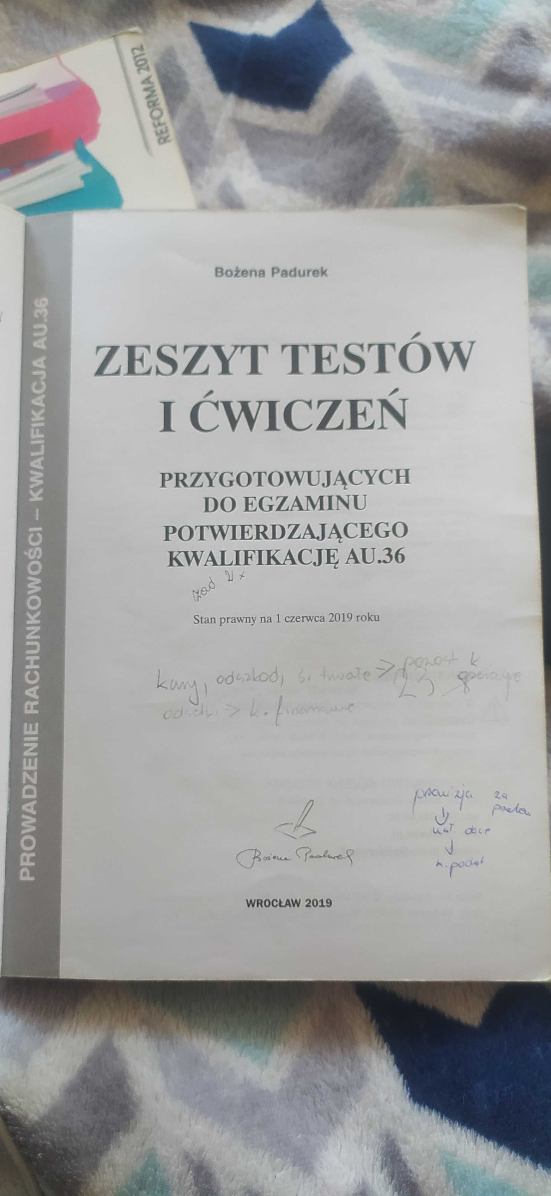 Zeszyt testów i ćwiczeń prowadzenie rachunkowości kwalifikacja AU.36