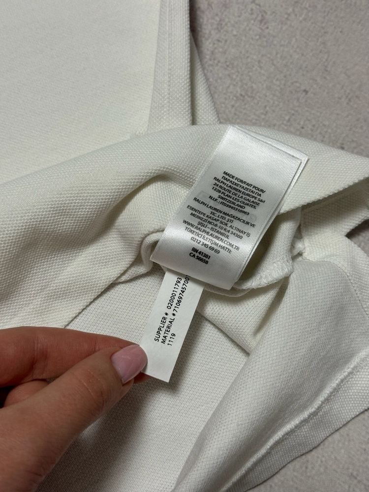 Поло футболка біла чоловіча Polo Ralph Lauren big logo оригінал