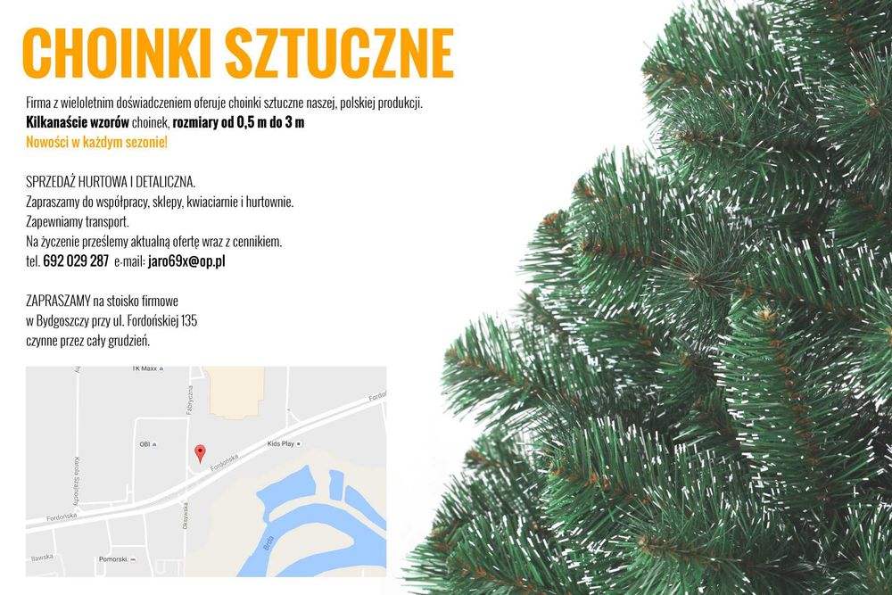 choinka sztuczna SOSNA DIAMENTOWA polski producent stoisko OKAZJA