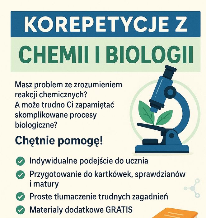 Korepetycje chemia,biologia.