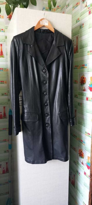 Натуральный кожаный плащ, как новый, размер S