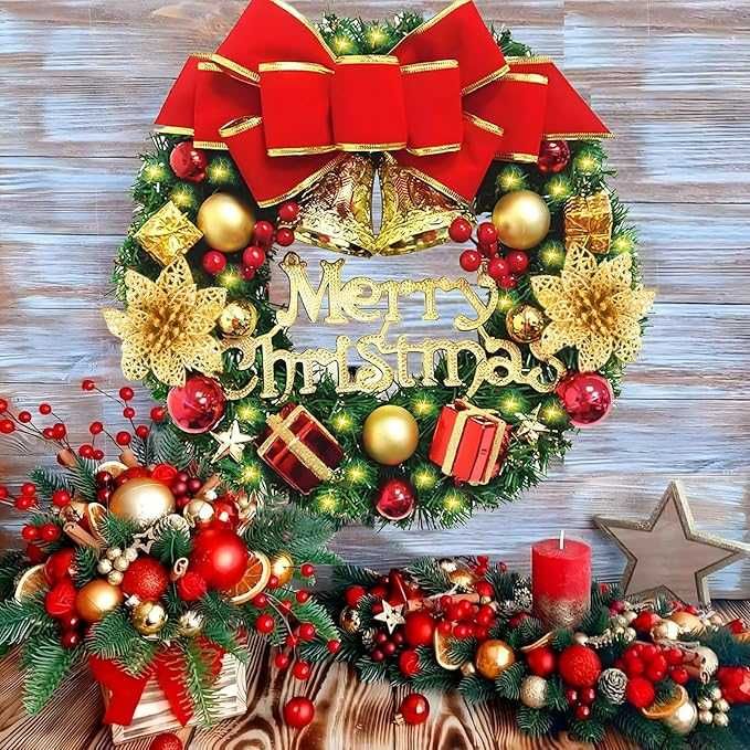 Coroa de Natal com Luzes LED 30 cm