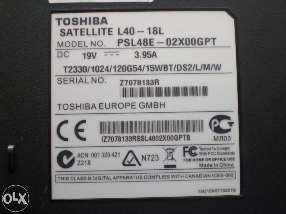 Computador portátil Toshiba l40-18l para peças