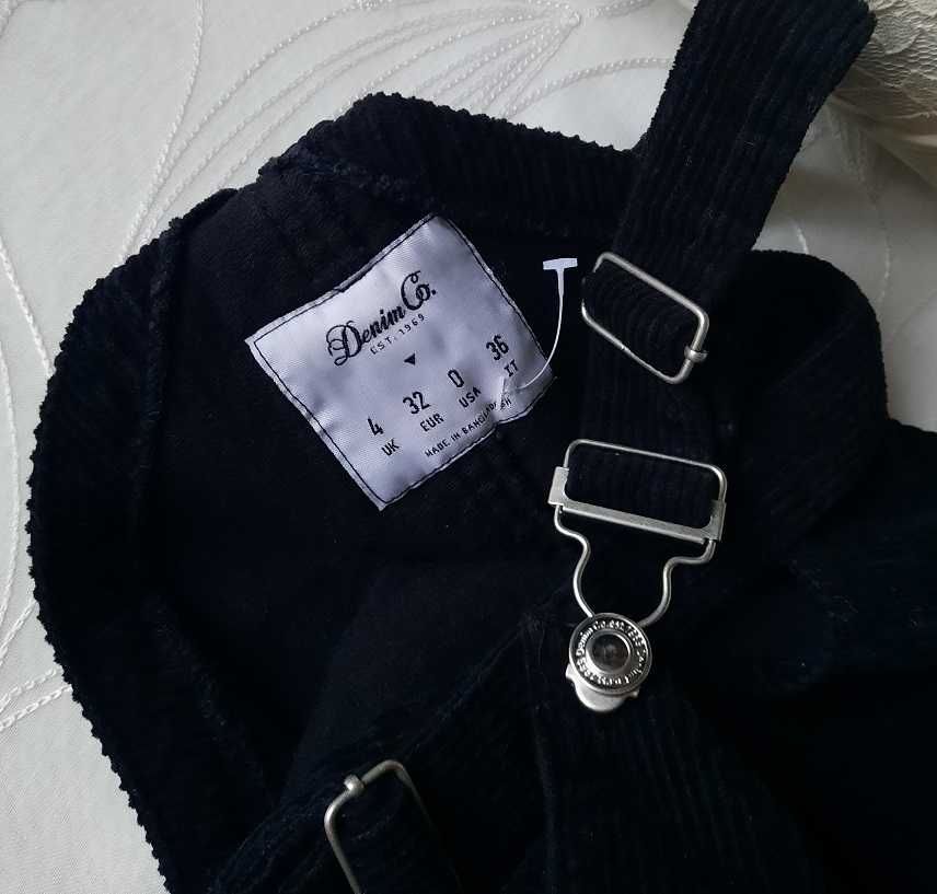 Denim j.Nowe czarne ogrodniczki sukienka spódnica sztruks Bawełna XSS