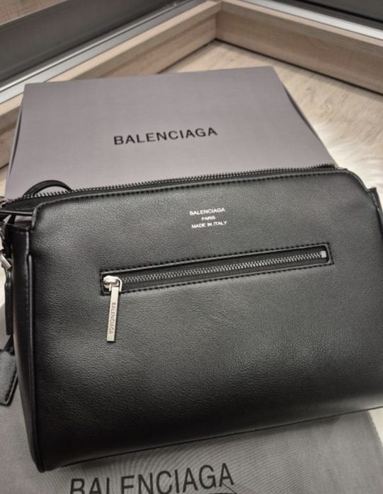 Сумка чорна шкіра 27×20см