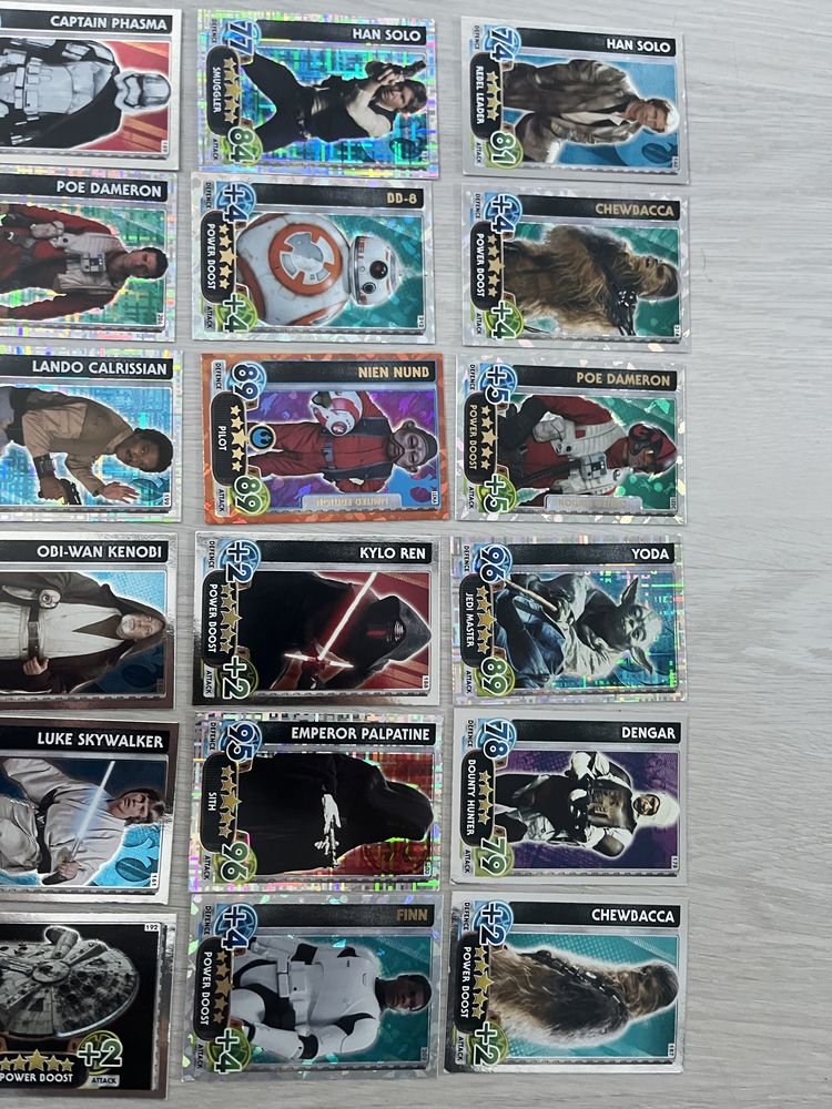 karty star wars force attax topps kyloren bb8 yoda han solo