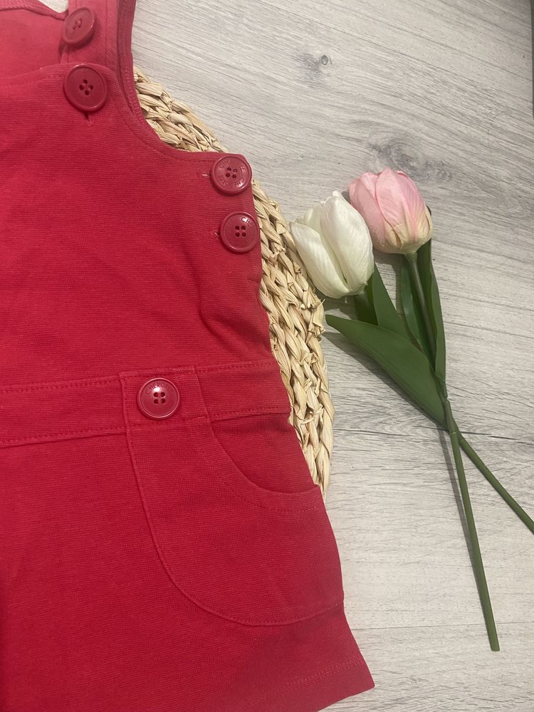 Różowa czerwona sukienka dla dziewczynki 80