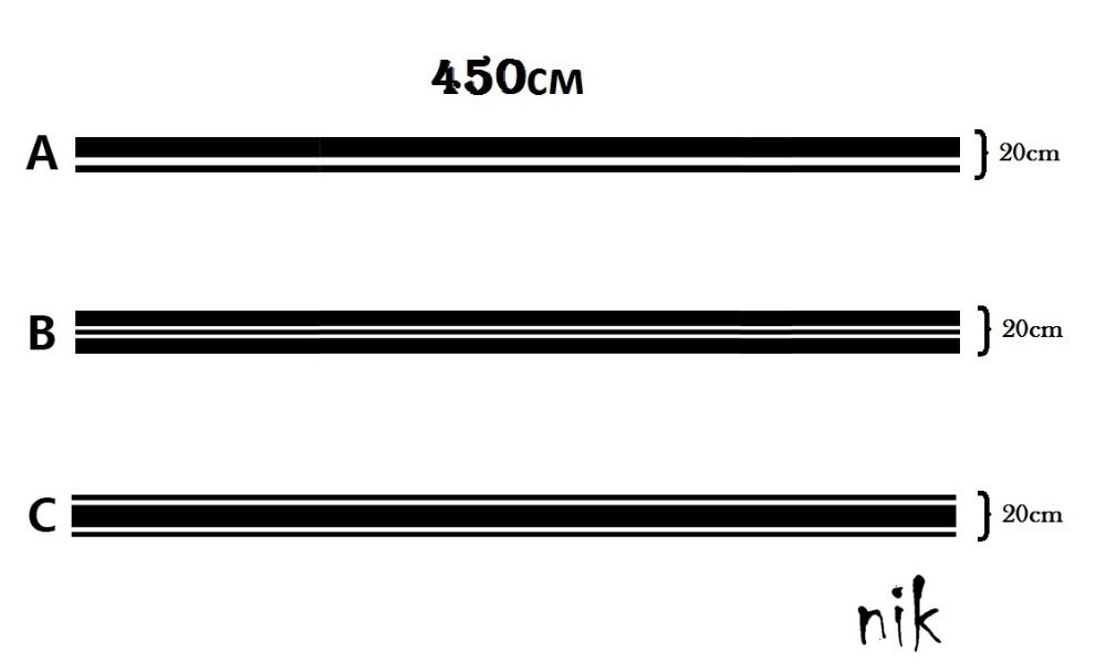 Наклейка на весь автомобиль полоски 450*20см, тюнинг