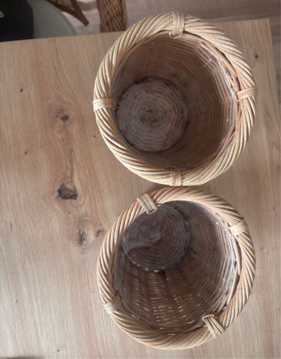 Ikea dwie doniczki boho rattan 12 cm Kaktusfikon