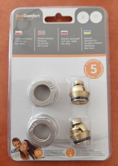 Zestaw zaciskowy 3/4" na rury Pex 16mm OptiComfort IDMAR