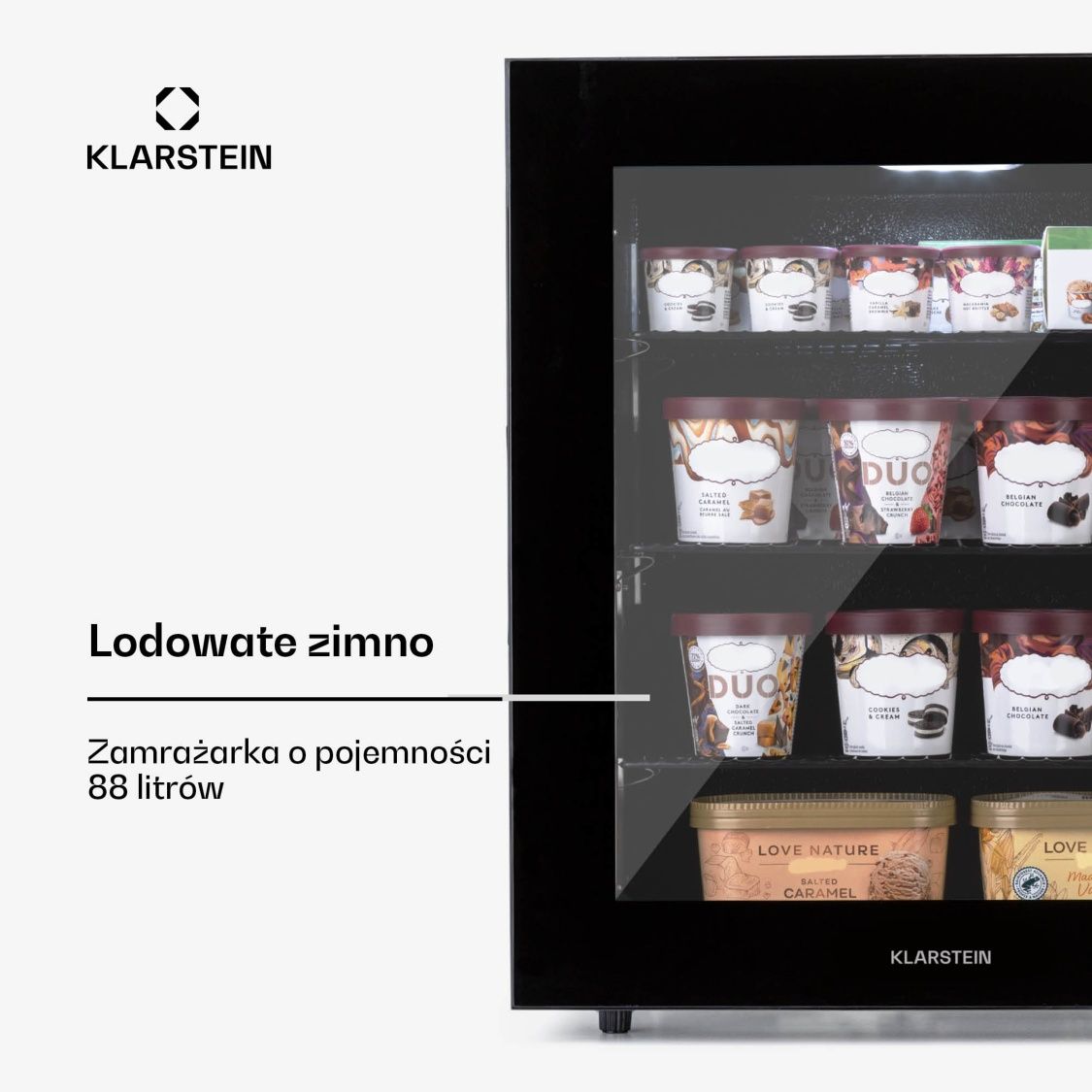 Nowa Zamrażarka Witryna Klarstein IceAge 88 litrów przeszklona LED