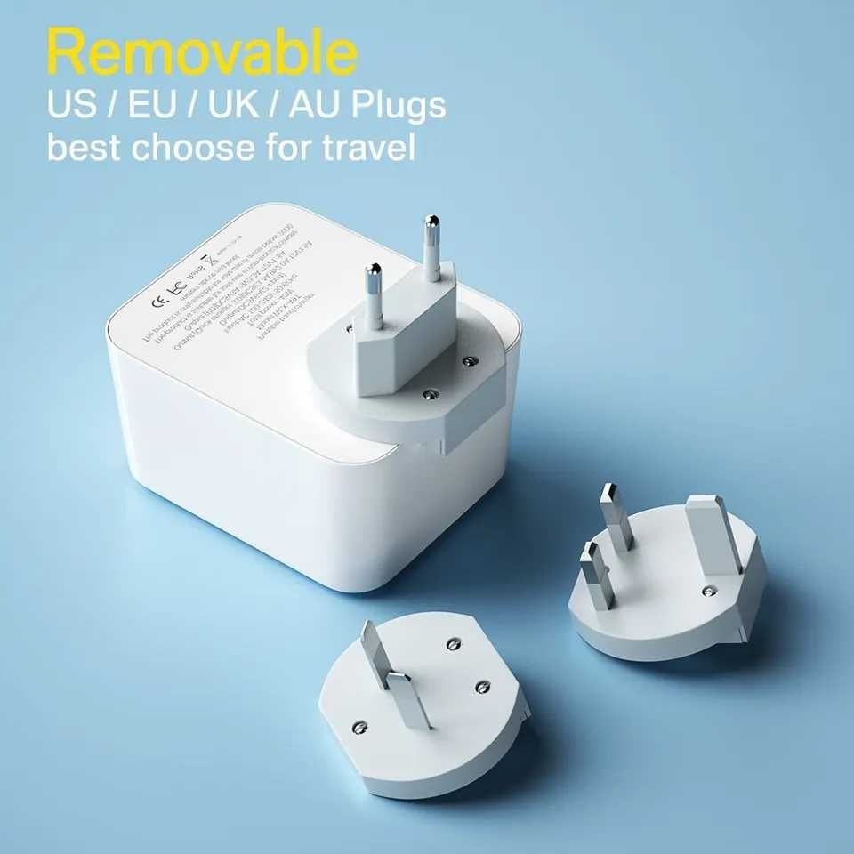 Szybka ładowarka ASOMETECH 40W USB 4-portowa z wyświetlaczem LED