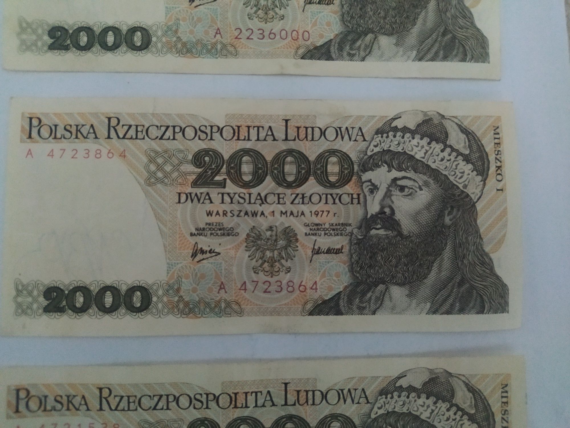 Banknoty 2000 złotych 1977 seria :A