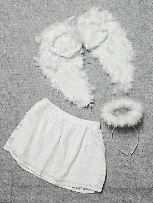 Strój Aniołka aureola, skrzydła z piór rozm.110