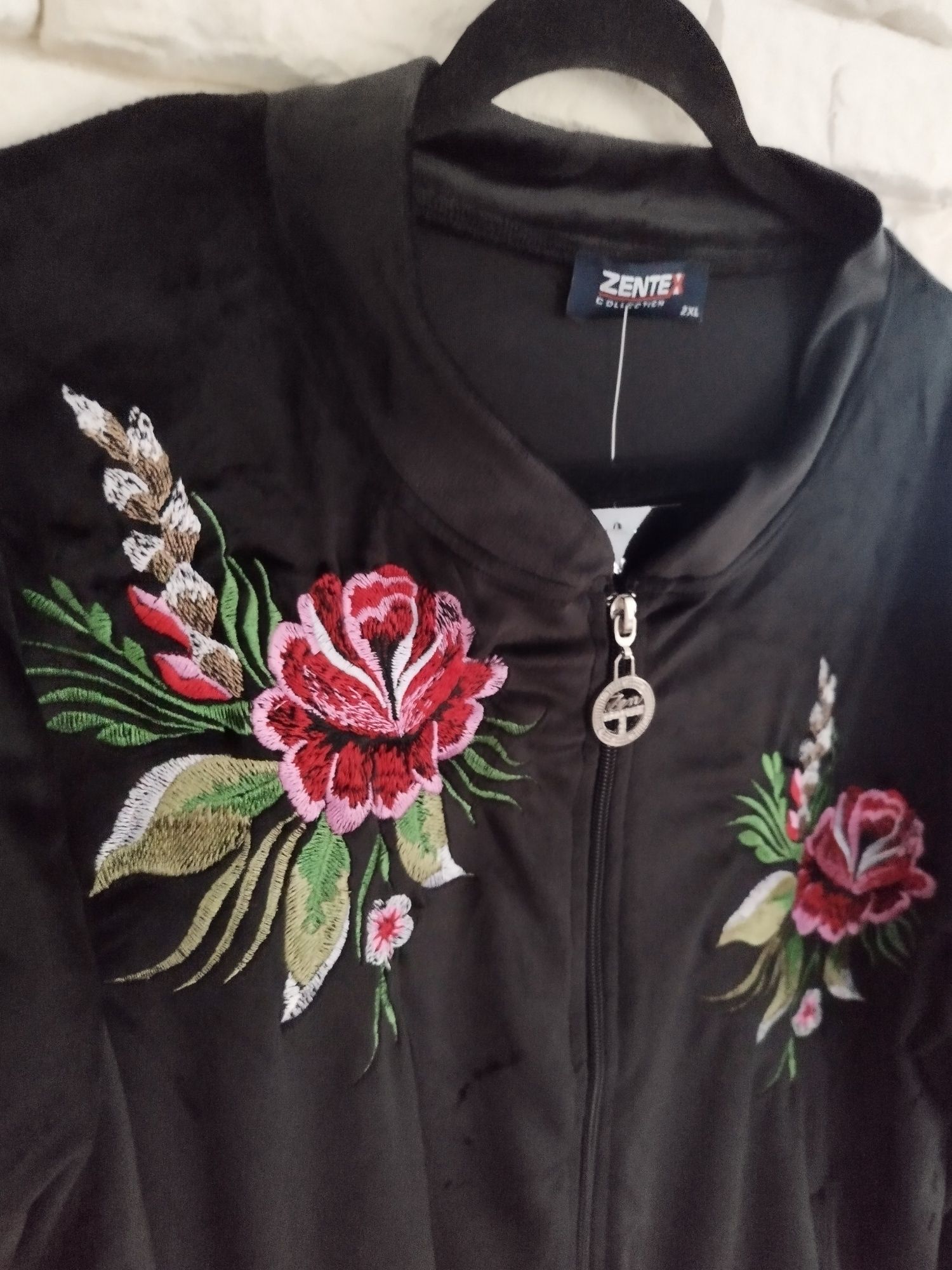 Zentex haftowany folk welurowy dres plus size XXL 46 48 50