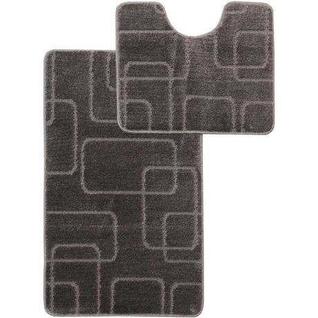 Набір килимків у ванну кімнату Rubin Mono 60x100 + 60x50 темно сірий