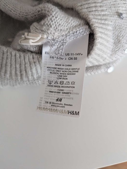 Czapka - beret  szary z cekinami na jesień - 152-170 h&m