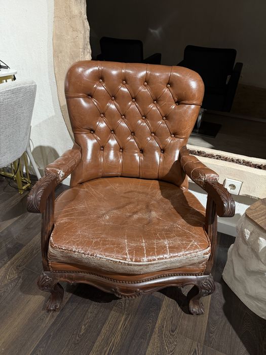 Conjunto de sofa vintage marron em couro