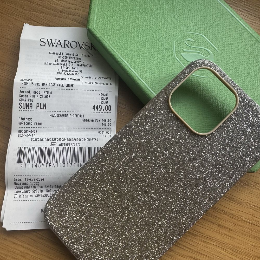 Swarovski Etui / case na iPhone 15 Pro Max złote