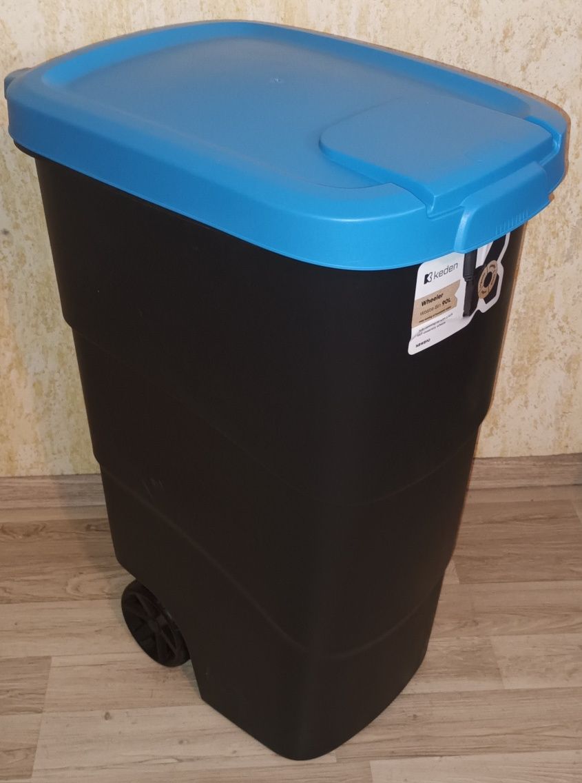 Kosz na smieci odpady 90L 90 litrow plastik szklo papier bio czarny