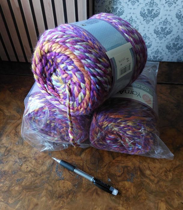 włóczka YarnArt Color Wave, kolor 118 - gruba, 3 motki!