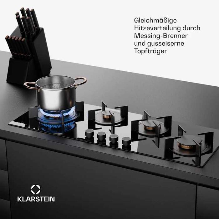 Газовая варочная плита Газова поверхня Klarstein Goldflame 4 Slim 90см