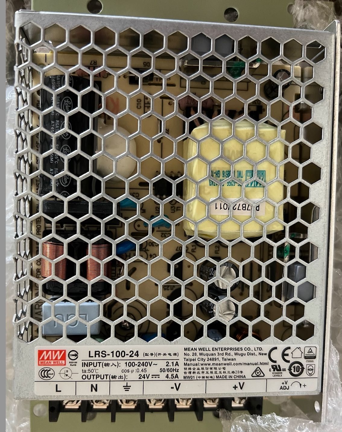 Блок живлення  MEAN WELL DC24V108W 4,5A IP20 (LRS-100-24) /NES-100-24