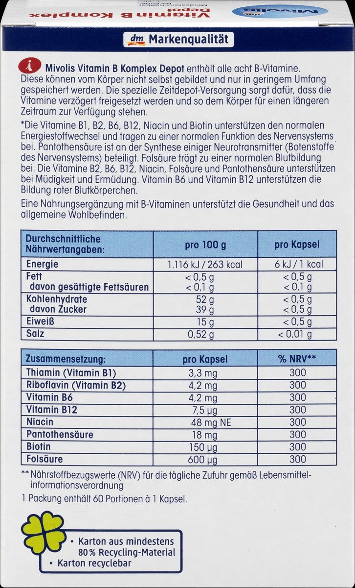 Mivolis Vitamin B komlplex 60 капсул