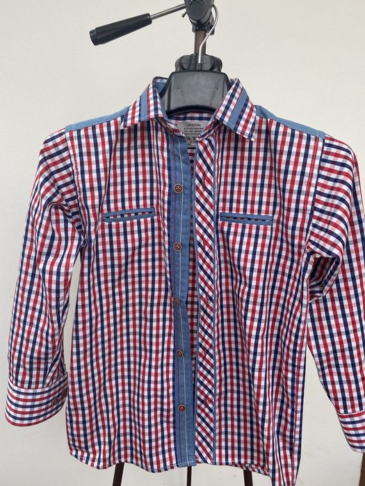 Koszula dla chłopca nowa 116 wzrost w kratkę czerwoną długi rękaw