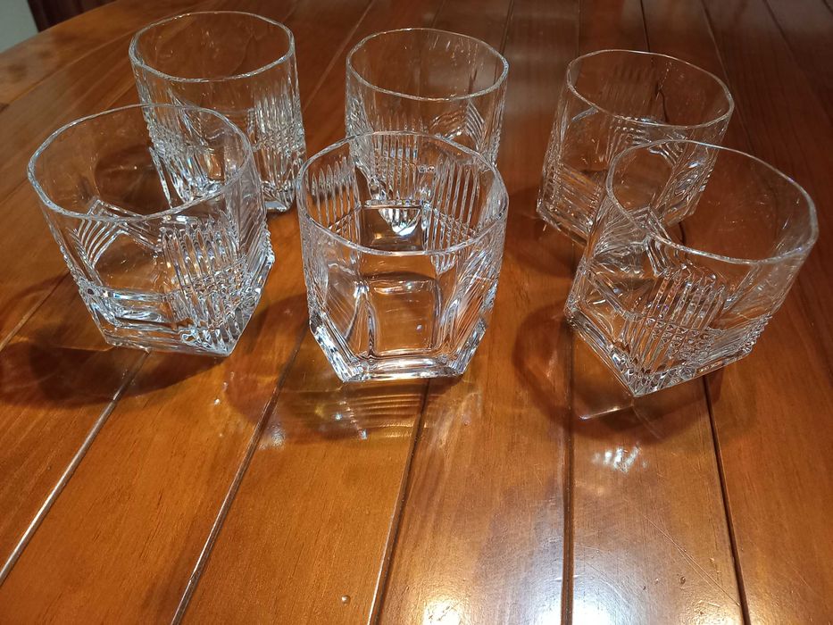 6 Copos de whisky em Cristal da Marinha Grande