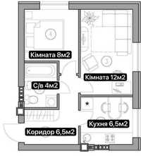 Продаж 2-кімнатної квартири 37,7 кв м2 Здача будинку червень 2024!