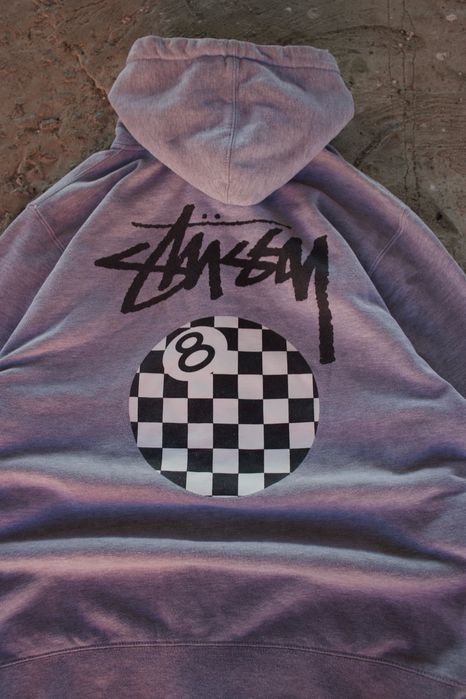 Rare Stussy 8 Ball Checker Pattern Zip Hoodie Usa