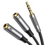 Ugreen Rozdzielacz AUX do słuchawek i mikrofonu 1 x męski 3,5 mm, 2 x