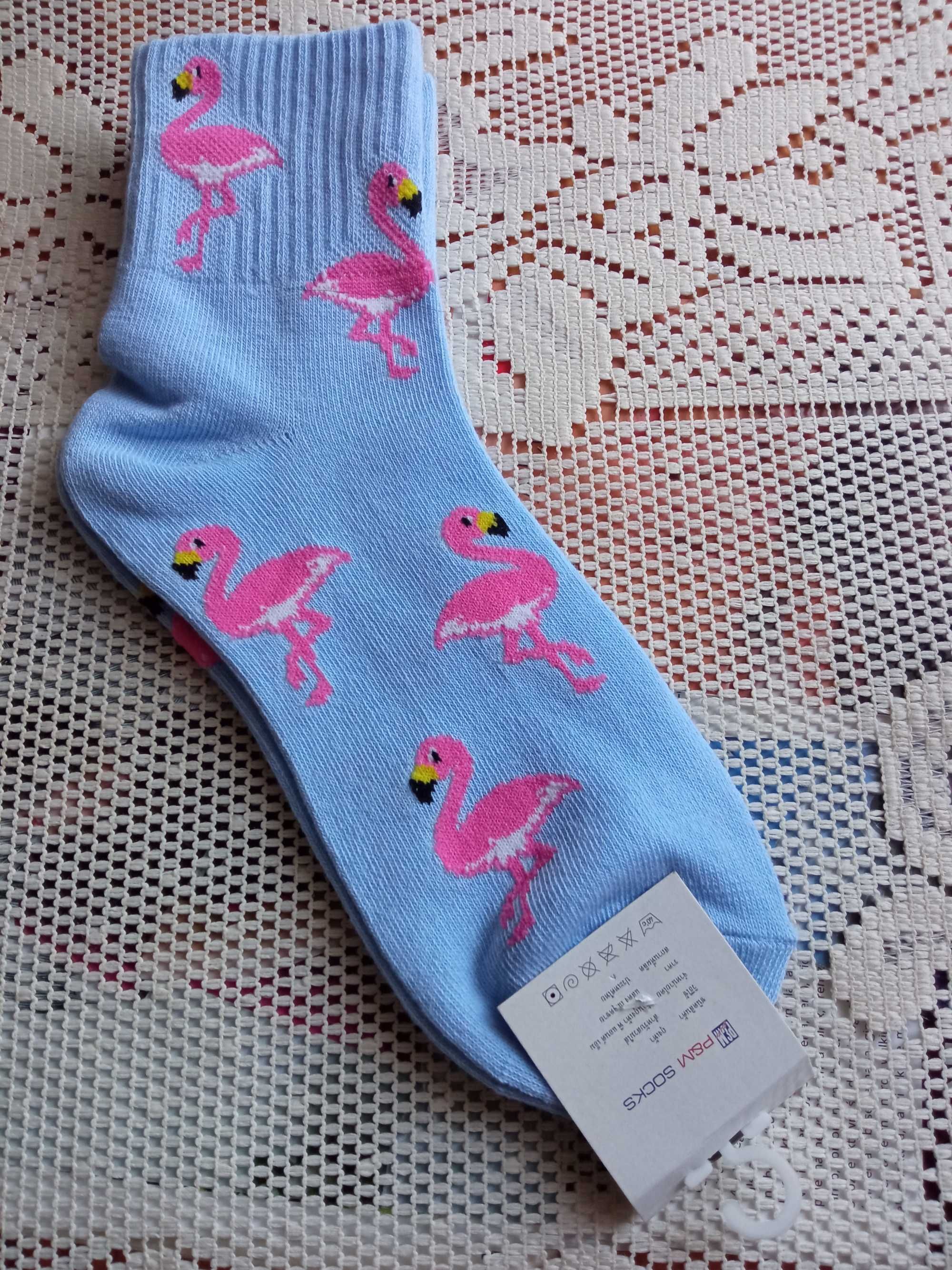 Nowe skarpetki we flamingi Niebieskie skarpetki P&M Socks 39-42
