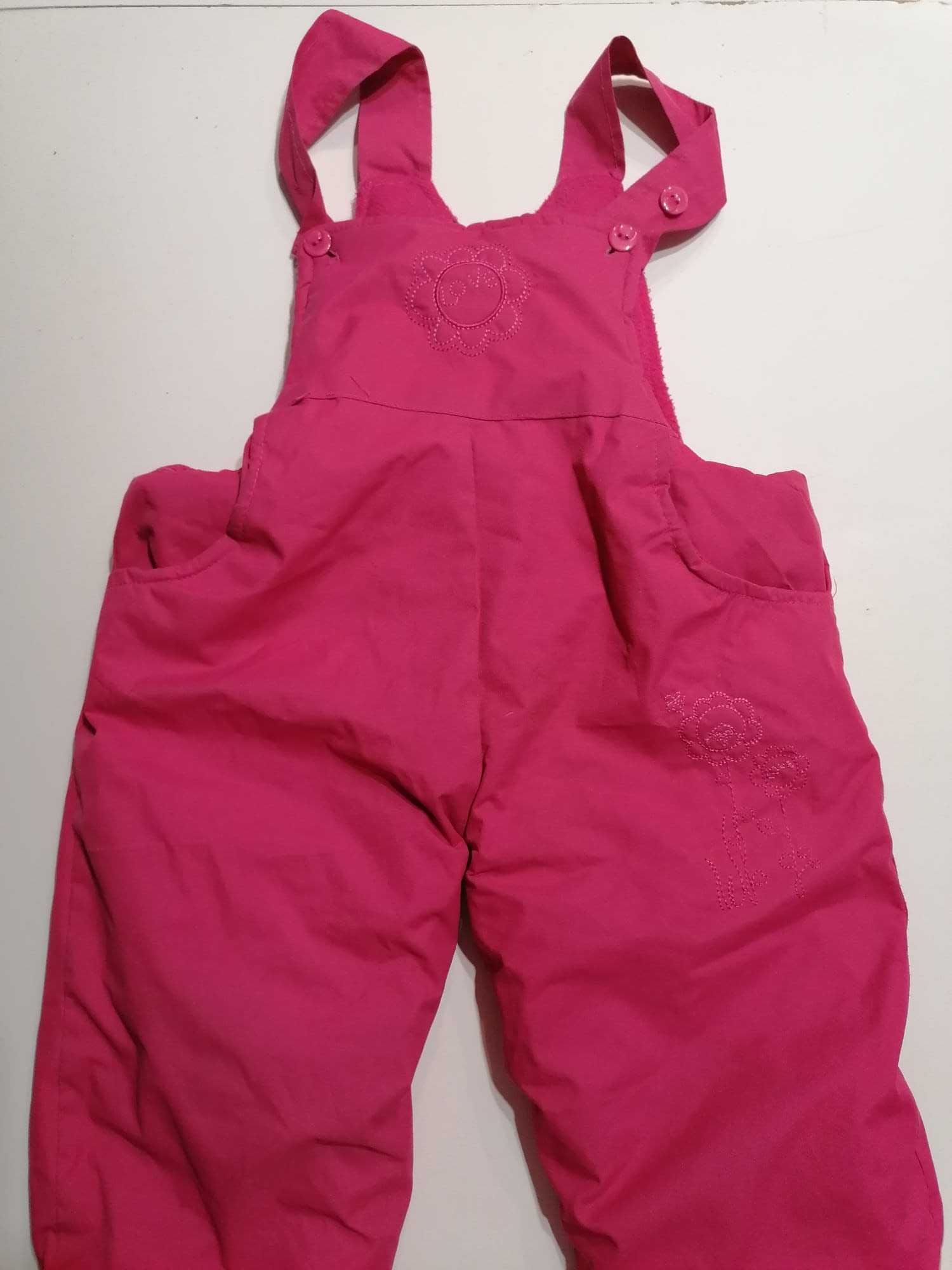 Spodnie narciarskie zimowe różowe kombinezon 80-86 cm