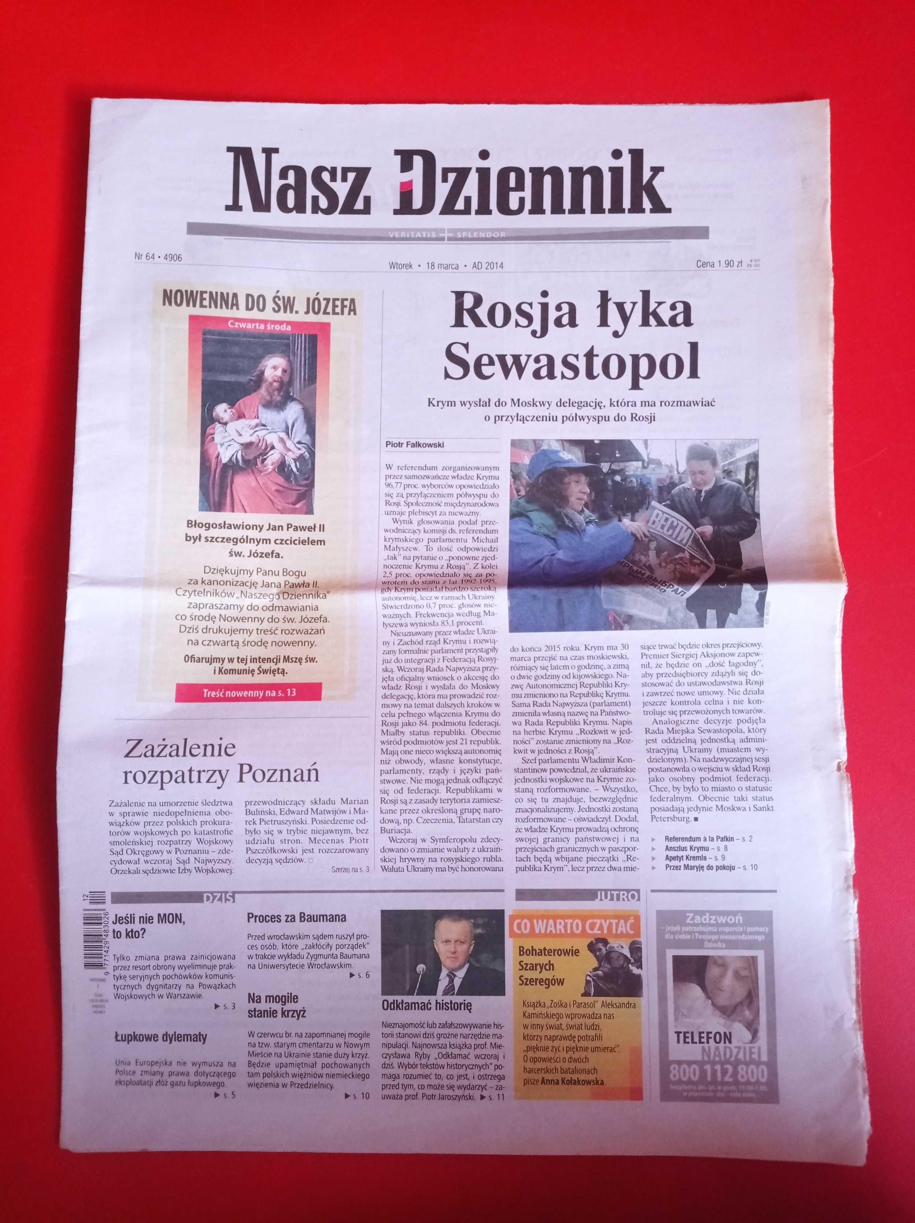 Nasz Dziennik, nr 64/2014, 18 marca 2014