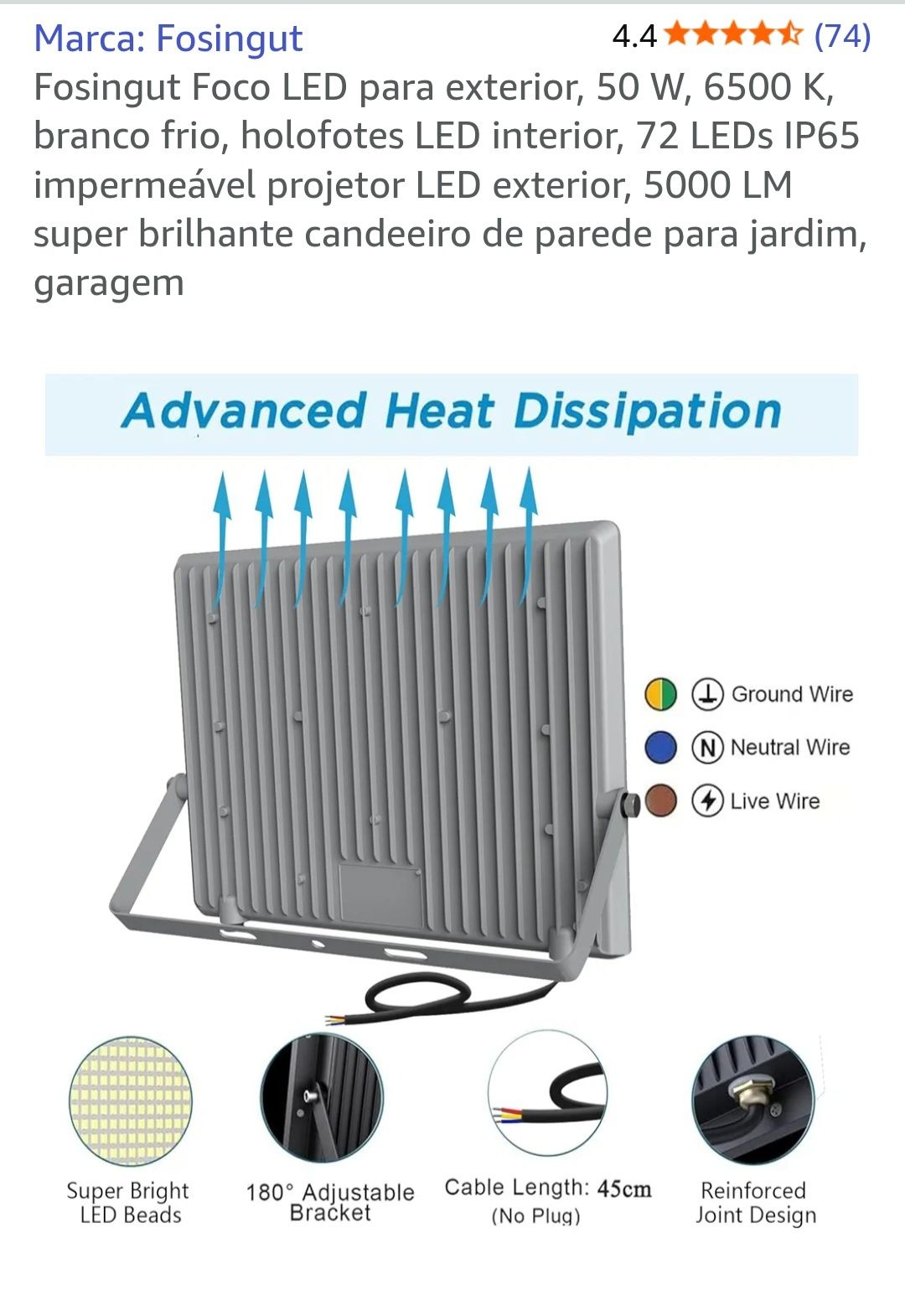 4 Focos led exterior 6500K 50W